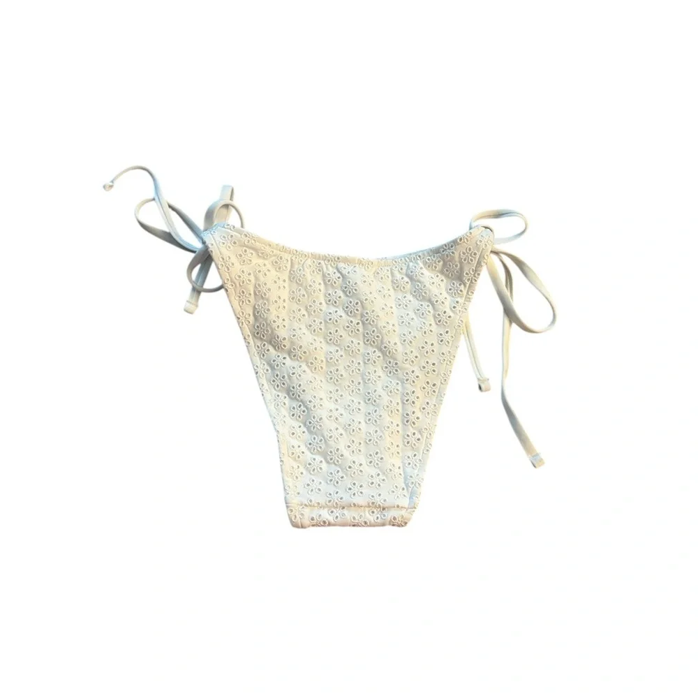 NWT PINK by Frankie’s Bikini Bridgette White Eyelet String Bikini Bottom